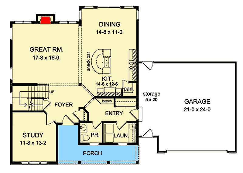 The Ashley — floor plan level 1